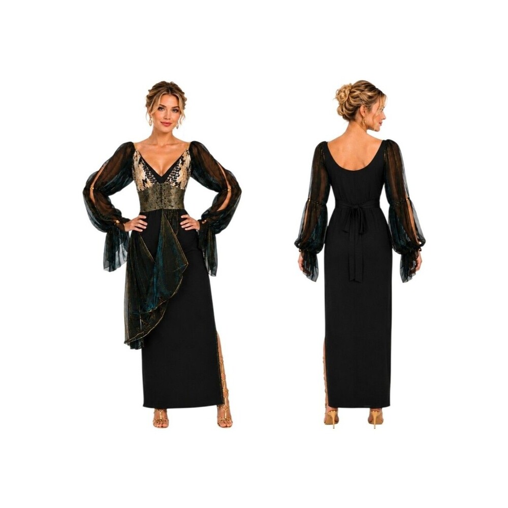 Forum Mystical Queen Medusa Halloween Costume Dress Women Black Gold Size M